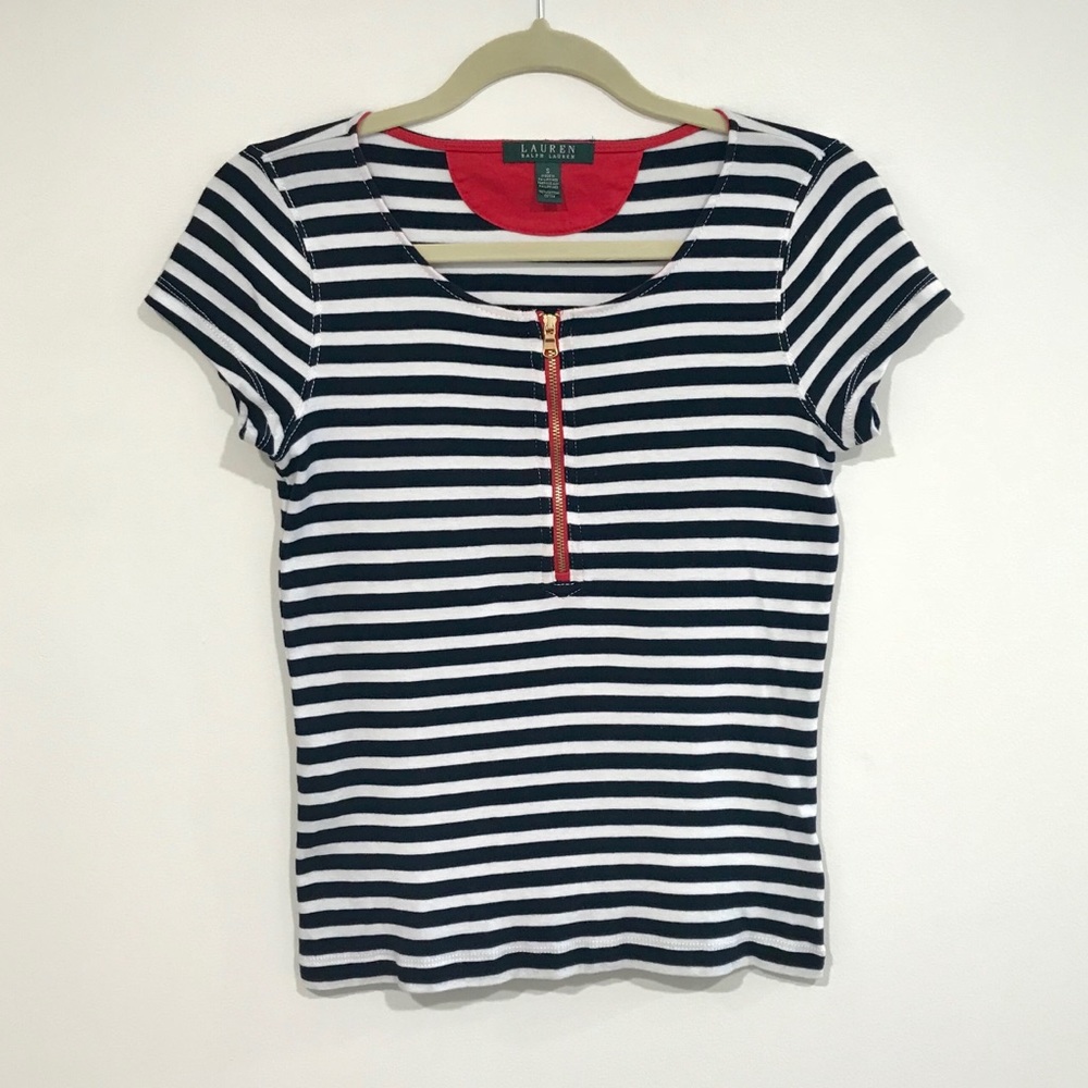 Ralph Lauren Striped Zip-Up Tee
